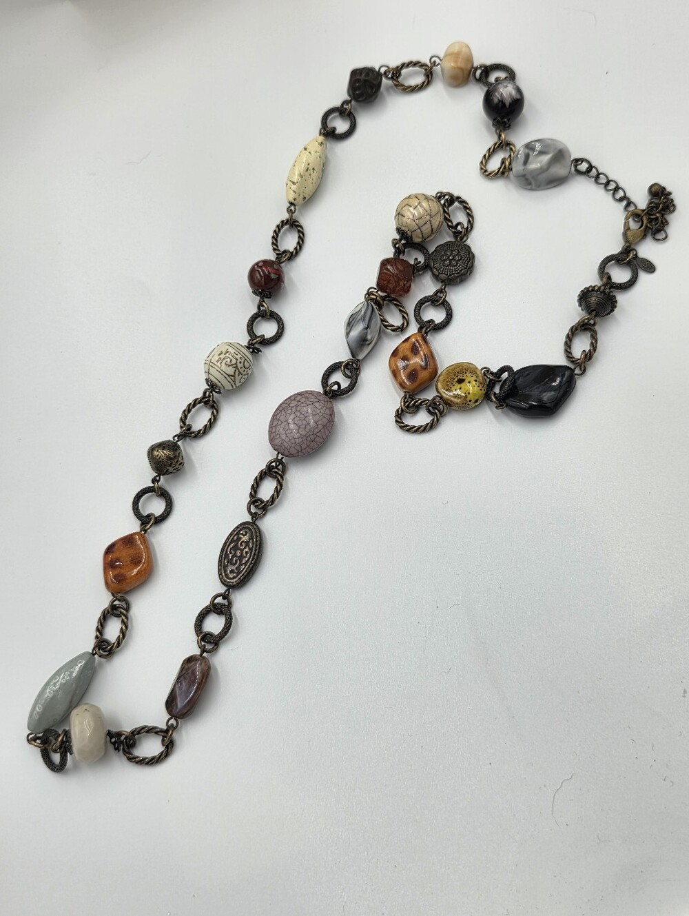 Premier‎ Designs Mixed Stone Bead Long Necklace - Neutral Multicolor